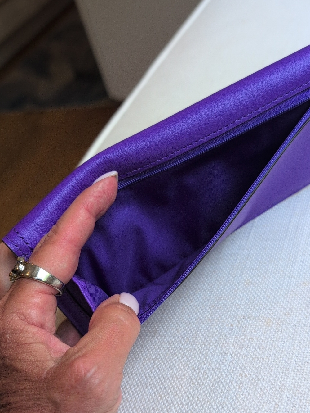 COACH Purple Leather Flap Wallet with Logo - Picture 7 of 9